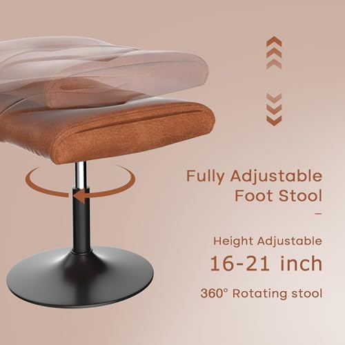 VECELO Foot Rest Under Desk Ottoman, PU Height Adjustable Footrest with Comfort Padding, Leg Rest for Desk for Relieving Leg Pain, Stiffness, and etc, Brown - Image 3
