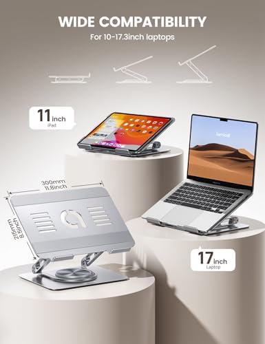 Lamicall Adjustable Laptop Stand for Desk 360° Rotating Base for 10-17.3'' - Image 2