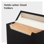 SMEAD Flip Top File Box, 10" x 3.7" x 13", Black Natural Linen, Gold Metal Nameplate (70233) - Image 4