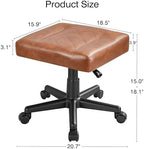 VECELO Under Desk Footrest, PU Ergonomic Foot Rest with Wheels, Comfort Padding, Height Adjustable for Relieving Leg Pain, Stiffness, and etc, Brown - Image 2