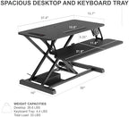 Rocelco 37.4" Electric Standing Desk Converter with Anti-Fatigue Floor Mat - AC USB Charger - Motorized Adjustable Sit Stand Up Computer Workstation Riser - Large Keyboard Tray - Black (R EDRB-MAFM) - Image 3