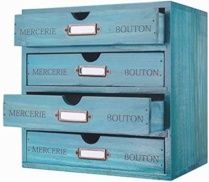 Small Wooden Drawers Wooden Box with Drawer Blue by PACKGILO