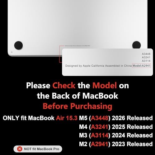 MEEgoodo for M5/M4/M3/M2 MacBook Air 15 inch Case 2026 2025 2024 2023, Case Fit Model (A3448/A3241/A3114/A2941) for MacBook Air 15.3 inch, Yellow&White Stripes - Image 2