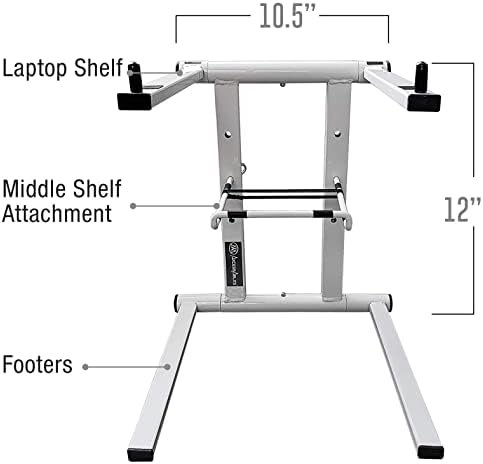 AxcessAbles Portable Folding Laptop Stand with Bag | Elevated MacBook Stand for Home Office, Music Production, Gaming, DJ Controller | No Assembly Required (White) - Image 3