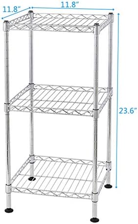 3 Tier Storage Racks Shelving, Heavy Steel Pantry Shelves, Adjustable Wire Shelving Rack, Suitable for Garage, Kitchen, Bathroom, Office, 12" W x 12" D x 24" H, Chrome - Image 3