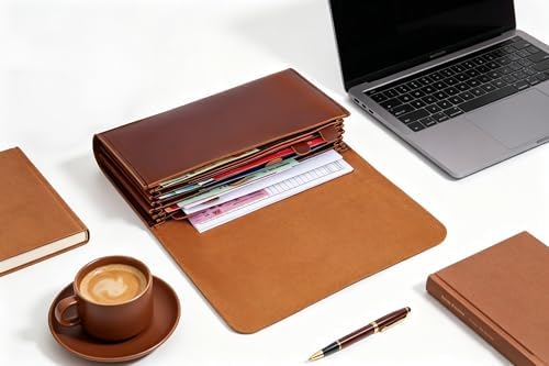 Genuine Leather A6 Receipt Organizer, Leather Expanding Accordion File Folder, 7 Pockets Expanding Bill Receipt Holder for Receipts,Invoices,Coupons,Cards, 7.8X4.3 Inches - Image 7