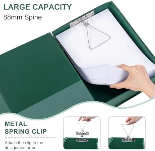 Storage File Boxes 4 Pack, Foldable File Box with Clip, 88mm Spine, Green - Image 4