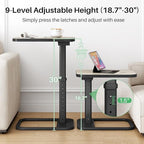 Driftwood Grey TV Tray Table, Adjustable Height & Rounded Metal Corners, Snack Table for Couch, Sofa, Bed, Chair, Living Room, C Shaped End Side Table for Eating, Dinner or Laptop, Small Spaces - Image 4