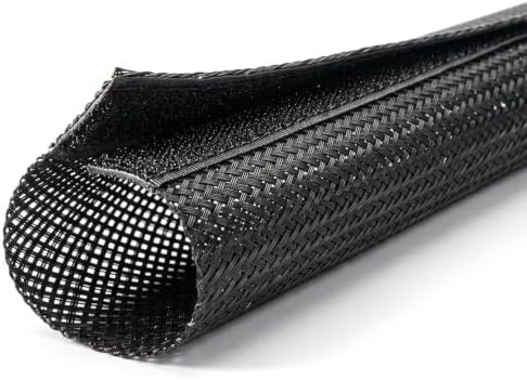 Kable Kontrol Hook & Loop Fastener Braided Sleeving 2-1/2” Inch ID 50 Feet Long – Nylon Wrap Around Side Entry Closure Sleeve Split Expandable Wire Management Sleeving for Home, Industrial Use - Black by KABLEKONTROL%C2%AE