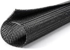 Kable Kontrol Hook & Loop Fastener Braided Sleeving 2” Inch ID 100 Feet Long – Nylon Wrap Around Side Entry Closure Sleeve Split Expandable Wire Management Sleeving for Home, Industrial Use - Black by KABLEKONTROL%C2%AE