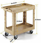 ELAFROS 2-Tier Heavy Duty Utility Rolling Cart, 34 x 17 in, 5" Wheels, Sand - Image 2