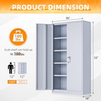 INTERGREAT Metal Storage Cabinet with Doors, 72" Locking Steel Storage Cabinet with Shelves, Tall Metal Cabinet Lockable Steel Cabinets for Home Office, Garage,(Cement) - Image 3