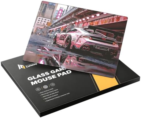 Glass Gaming Mouse Pad, 5.0 Nano Etched Surface, Custom PU Non Slip Base, Esports Level Speed & Precision, Tempered Glass, Waterproof & Durable, 410mm*310mm Multi-Use Sizes (Supercar) by Unknown