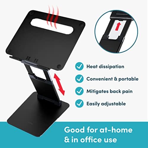 Lifelong Aluminum Adjustable Laptop Stand, Extra Tall 20" Riser, Black - Image 4