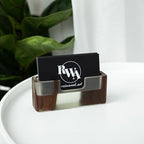 RWA Business Card Holder – Luxury Square Desk Organizer, Stylish Office Decor, Slim Card Holders - Wood & Epoxy Card Display Stand for Men and Women, Office Desk Accessories - SMART, transparent - Image 4