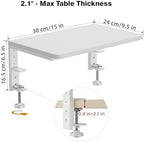 Desk Extender, 15-inch Clamp-On Desk Shelf, Height-Adjustable Desktop Shelf Organizer for Monitors Office and Gaming Accessories, Arm Support Table Extension, 44lbs Heavy Duty, White - Image 2