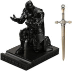 Medieval Armored Knight Pen Holder Figurine Paperweight Phone Stand Black - Image 2