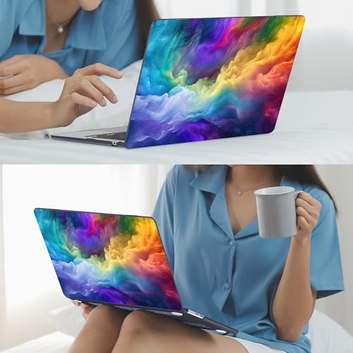 Mektron for 2026/2025/2024/2023 MacBook Air 15 INCH M5 A3448 /M4 A3241 /M3 A3114 /M2 A2941 Case, Printed Plastic Hard Shell Cover with 15.3" Liquid Retina Display Touch ID, Rainbow Cosmic - Image 7