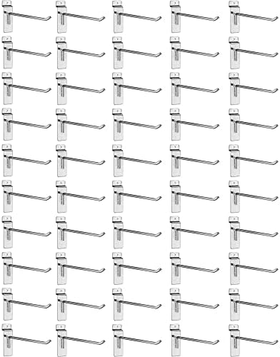 FactorDuty Slatwall Hooks 50PC 4 inch Extra Heavy Duty 25lb Capacity Pegboard Gridwall Display Hook for Retail Silver - Image 2