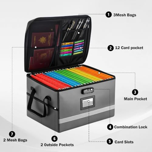 EXLIFBAG Fireproof File Organizer with Lock, 1 Layer - Image 2