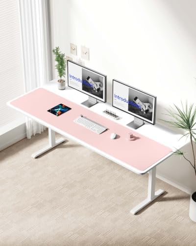 YSAGi Leather Desk Protector, Office Mat, Large Mouse Mat, Non-Slip PU Leather Blotter, Laptop Desk Mat, Waterproof Writing Pad for Office and Home(Light Pink, 63" x 17.2") - Image 2