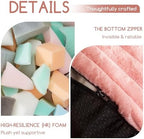 HIGOGOGO Round Stuffed Pouf Ottoman, Stripe Faux Fur Poufs with Foam Chunk Filling, Furry and Fluffy Pouf Foot Stool Storage Ottoman, 20 X 15 Floor Poufs Foot Rest for Living Room, Pink - Image 4