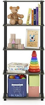 Furinno TURN-S-TUBE Book Shelf, 5-Tier Toolless Storage Shelves with Square Tubes, Shelving Unit for Organization and Storage for Living Room, Home Office, French Oak - Image 5