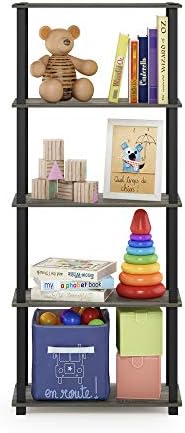 Furinno TURN-S-TUBE Book Shelf, 5-Tier Toolless Storage Shelves with Square Tubes, Shelving Unit for Organization and Storage for Living Room, Home Office, French Oak - Image 5