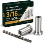 HYPERGIANT 120 Pack Cable Railing Protector Sleeves for 5/32 or 3/16 Inch Wire Rope, T316 Stainless Steel Wood/Composite Post Protective Sleeves for Deck Stair Railing with 1 Drill Bit by Hypergiant-acolorfulstory