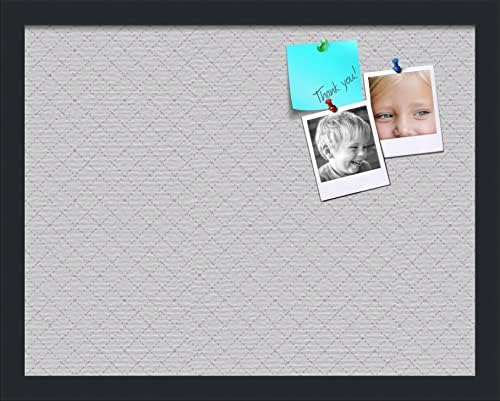 PinPix 18x14 inch Cork Bulletin Board. This Decorative Framed Pin Board Comes with Diamond Pattern in Light Grey Design and Satin Black. Ideal for Home, Office Decor or School (PinPix-524) by PinPixBulletinBoards
