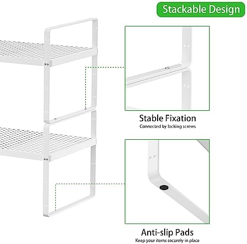 Expandable Storage Shelf, Stackable Organizer Rack, White Small 1 PK - Image 5