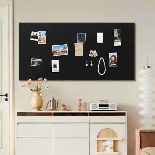 SELEAD Linen Bulletin Board 48” x 24” - Black Aluminum Frame, Black Fabric - Image 3