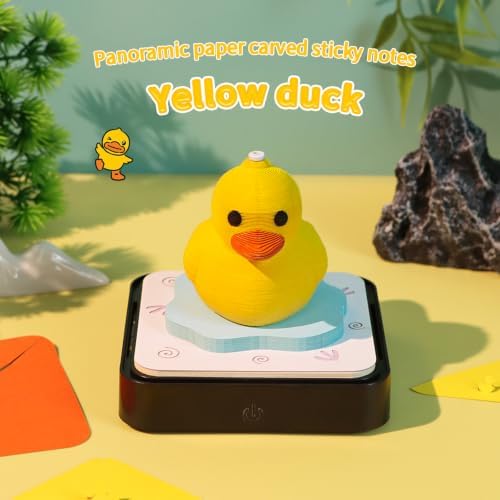 3D Calendar 2027, 3D Memo Pad Art Sticky Notes, Time Piece Calendar 2027, Creative Weekly Notepad with Light, Paper Carving Art Desktop Gift for Christmas Birthday Anniversaries (Yellow Duck 2027) - Image 3
