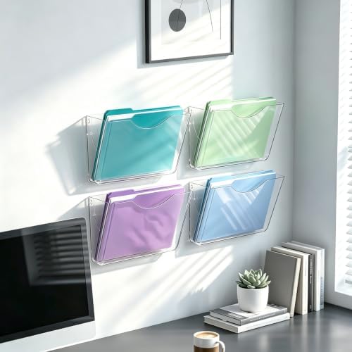 SUPEASY Acrylic Wall File Holder, 6 Pack Clear Wall Mounted File Organizer - Image 6