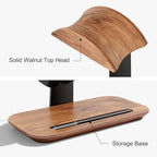 UPERGO Walnut Headphone Stand, Wood Headset Holder with Storage for Desk - Image 5