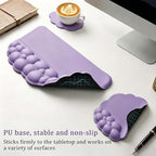 Cloud Keyboard Wrist Rest Set, 3 in 1 Ergonomic Memory Foam Keyboard Stand Pad with Mouse Wrist Support & Cup Holder, Anti-Slip Desk Cushion for Office Gaming Typing Pain Relief, Purple - Image 2
