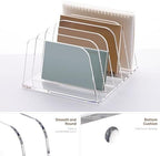 YUXUN Clear Acrylic Desktop File Sorter Organizer,Upright File Organizer, 5-Section Bookshelf for Home Office & Classroom - Image 5