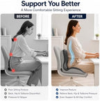 Ergonomic Memory Foam Seat Cushion, L Shaped Lumbar Support Pillow with Tailbone Relief, Orthopedic Chair Pad for Office, Car, Gaming Chair, Travel (Black & Gray) - Image 6