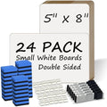 Portable Small White Board 5"x8" for Students, Personal Whiteboard Mini Lightweight Double Sided, Dry Erase Board for Kids Classroom, Individual Lapboards for Teaching with Eraser and Marker (24 Pack) by Unknown
