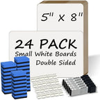 Portable Small White Board 5"x8" for Students, Personal Whiteboard Mini Lightweight Double Sided, Dry Erase Board for Kids Classroom, Individual Lapboards for Teaching with Eraser and Marker (24 Pack) by Unknown