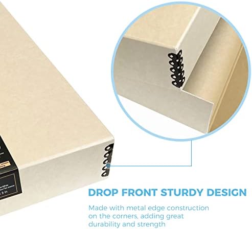 Lineco Museum Archival Storage Box, Drop Front, 17.75x22.75x3 in, Tan - Image 5