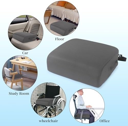 MABOZOO Extra Thick Chair Cushions,Office Chair Booster Seat Cushion to Raise Seat Height for Pain Relief,18 x 16 x 6 inch Non Slip Memory Foam Thick Cushion with Carry Handle（Dark Grey） - Image 2