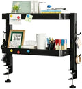 Clamp-On Desk Shelf Organizer, 2-Tier Metal Side Desktop Shelves by Dazioter