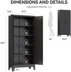 COFaR 71" Black Metal Storage Cabinet for Office, Garage and Utility Room - Image 2