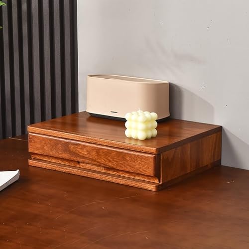 Solid Wood Drawer Desktop Storage Box, Multi-Layer Jewelry File Storage Drawer, Vertical Stackable Desk Organizers Cabinets with Handle for Office Area Study Home(1 Layer, Walnut) by Unknown