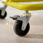 3 Tier Rolling Cart Metal Heavy Duty Utility Cart with Silent Caster Lockable Wheel Multi-Functional Organization Carts Storage Trolley with Mesh Shelves for Office Kitchen Living Room Yellow - Image 3