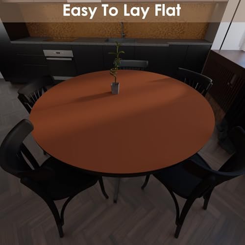 Round Table Cover - Can Be Used On Both Sides Waterproof and Easy to Clean Good Flatness Used for Dining Table(Brown+Gray Dia.48Inch) - Image 5
