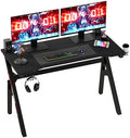 BestOffice | 47" Gaming Table | Black & Red | R-Shaped Computer Desk by BestOffice