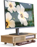 Monitor Stand Riser,Wood Desk Shelf with 2 Tier Storage by WELLWENG