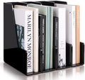 Vertical Magazine File Holder, Black File Organizer Desk Organizer and Storage Bins Holding for Magazines, Binders, Notebooks, Envelopes, Plastic Office Organization and Storage for Desk, 4 Pack by Laloblue